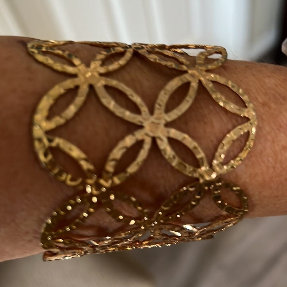 Gold Tone Geometric Design Cuff Bracelet